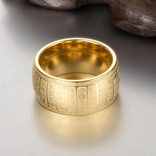 🔥HOT SALE-45%OFF🔥Buddhist golden light mantra titanium steel ring