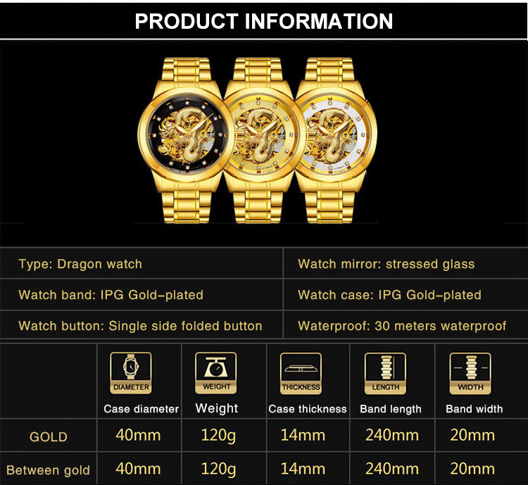 🔥LAST DAY Promotion 70% OFF🔥Fashionable Golden Dragon Watch