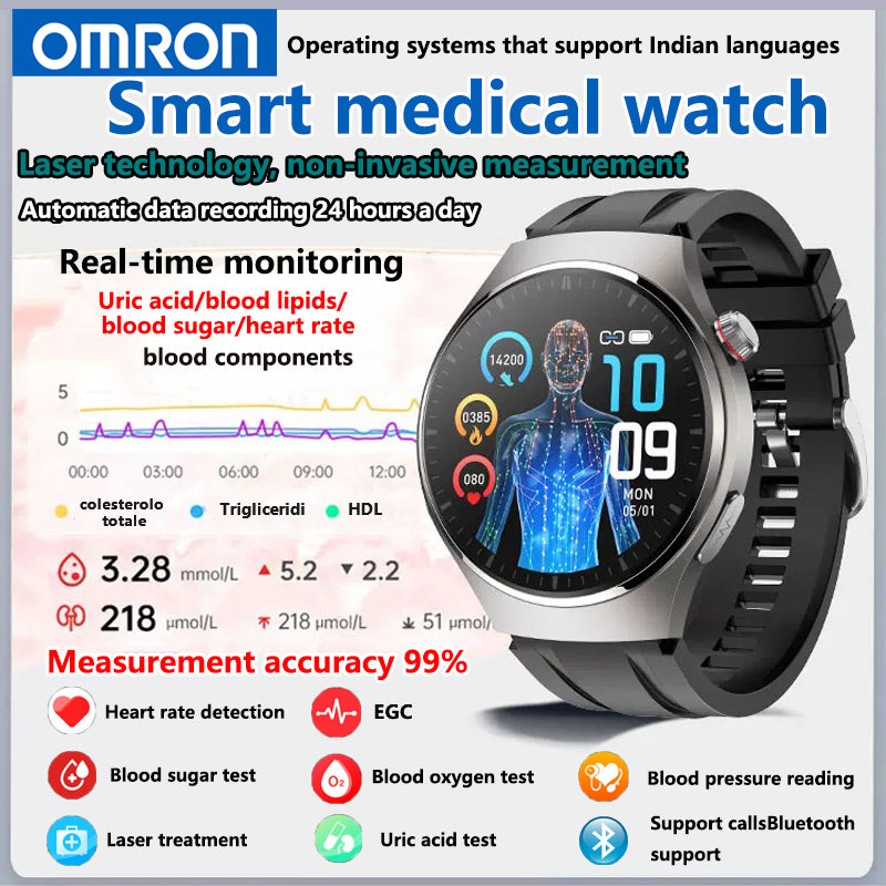 Omron laser therapy watch with high precision and non-invasive blood glucose meter