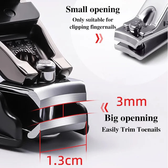 Splash-proof nail clipper with magnifying glass