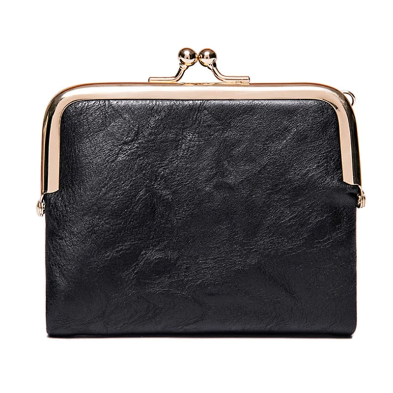 COWHIDE RETRO SHORT WALLET WOMEN'S MULTIFUNCTIONAL CLIP COIN PURSE