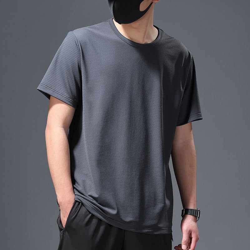 2023 new men's loose breathable ice silk quick-drying short-sleeved T-shirt