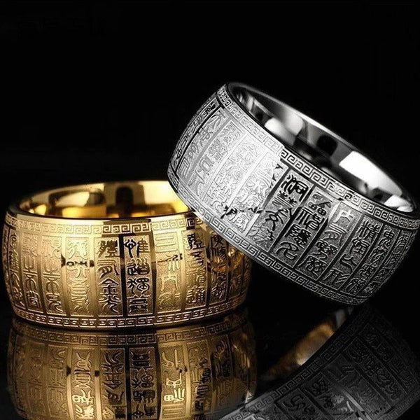 🔥HOT SALE-45%OFF🔥Buddhist golden light mantra titanium steel ring