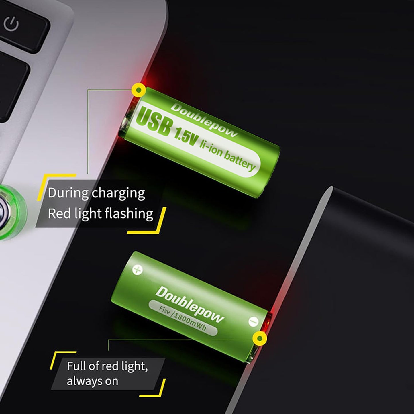 USB Rechargeable 1.5V AA Li-Ion Battery – 1800mWh High-Capacity for Electronic Devices