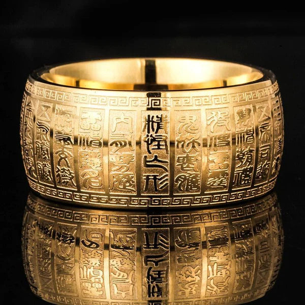 🔥HOT SALE-45%OFF🔥Buddhist golden light mantra titanium steel ring