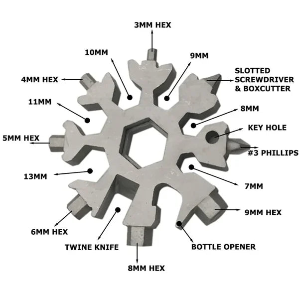 💖Last Day Sale 49% Off ❄18-in-1 Stainless Steel Snowflakes Multi-Tool