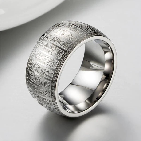 🔥HOT SALE-45%OFF🔥Buddhist golden light mantra titanium steel ring