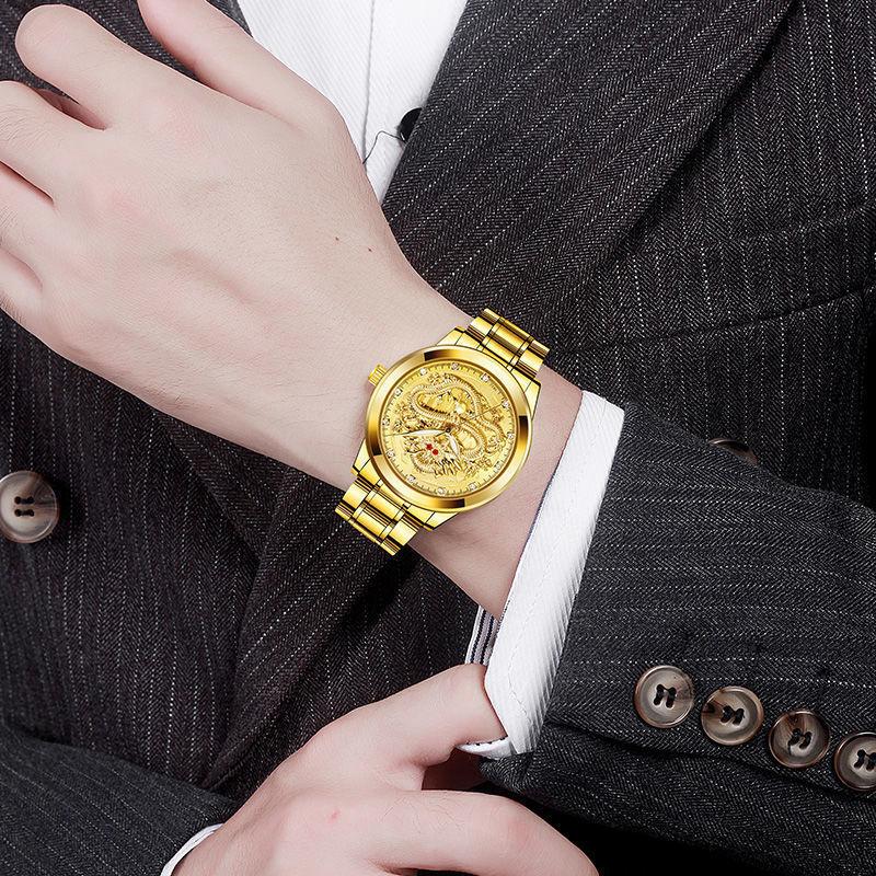 🔥Superior automatic mechanical mechanism ⌚️ Embossed gold dragon watch